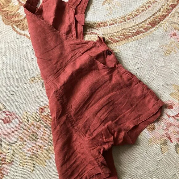 Pyne and Smith Short Linen Overalls in Rust, Size XS - Picture 5 of 5